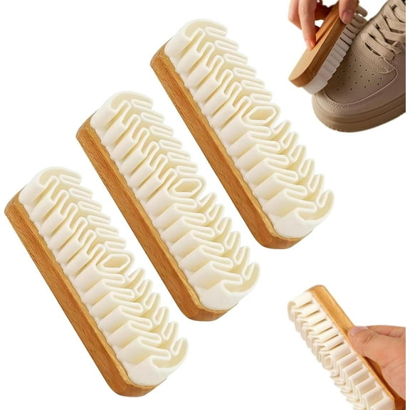 Magic Rubber Shoe Brush, 2025 New Magic Rubber Shoe Brush, Soft Suede 𝐒hoe 𝐁rush Cleaner, Suede 𝐑ubber Cleaning 𝐁rush for Shoes, Bags, Jacket, Purse, Sofa with Wooden Handle(3PCS)