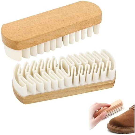Magic Rubber Shoe Brush, Reganew Suede Brush and Eraser, for Shoes, Bags, Jacket, Purse, Sofa with Wooden Handle Eraser (2)