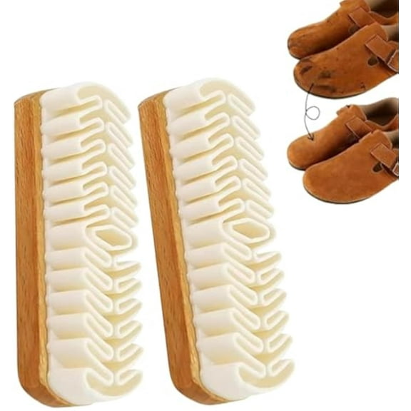 Magic Rubber Shoe Brush, Suede Shoe Buh with Rubber Eraser, Nubuck Crepe Cleaning Brush with Wooden Handle Suede Cleaning rsh for Shoes, Bags, Jacket, Purse, Sofa (2pcs)