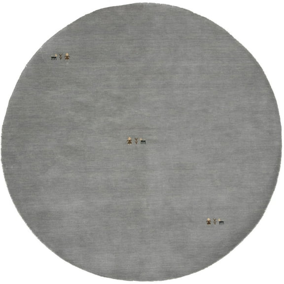 Magic Rugs Steel Gray Pictorial Gabbeh Modern Round Rug, 6' x 6'