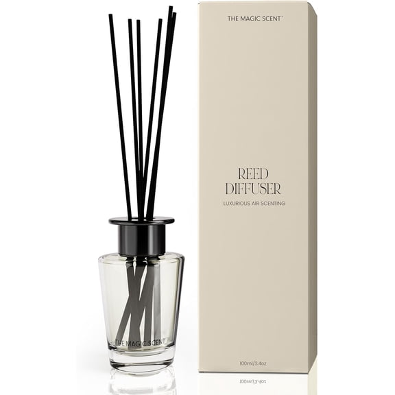 The Magic Scent Mahogany & Teakwood Reed Diffuser for Home - Luxury Scent Diffuser with Premium Fiber Reeds for Lasting Gentle Dispersal - Natural, Toxin-Free Aroma Inspired by Ambercrombie & Fitch
