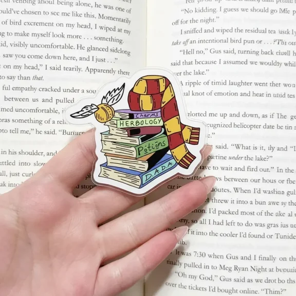 Magic School Books Phone Grip, Wizard Student Textbook Stack Holder, Golden Flying Ball Accessory, Red and Gold Scarf Phone Stand, Herbology and Potions Class Gift, Witchy Academy Topper