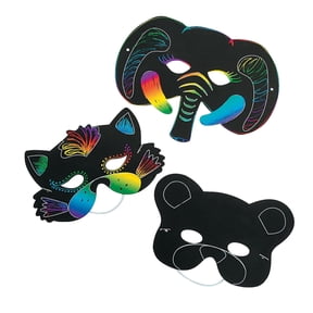 Magic Scratch Animal Masks - Craft Supplies - 24 Pieces