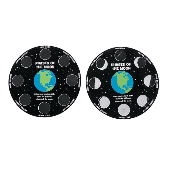 Magic Scratch Moon Phases - Craft Supplies - 12 Pieces