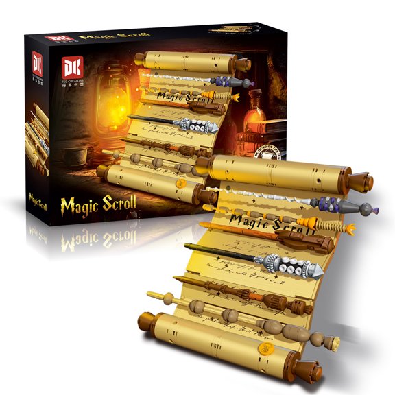 Magic Scroll Building Sets 700+ PCS, Fantasy Parchment Wand Display Model Kit, Creative DIY Spell Scroll Toy for Kids and Adults