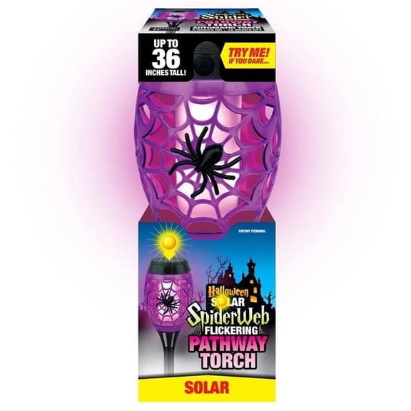 Magic Seasons 6061137 Halloween Spider Web Flicker Pathway Torch Light, Multi Color - Pack of 12