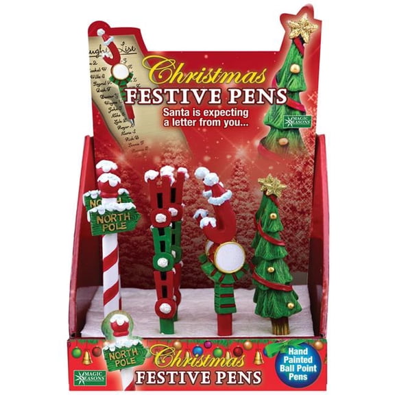 Magic Seasons 9060446 Assorted Color Christmas Festive Pen, Pack of 16