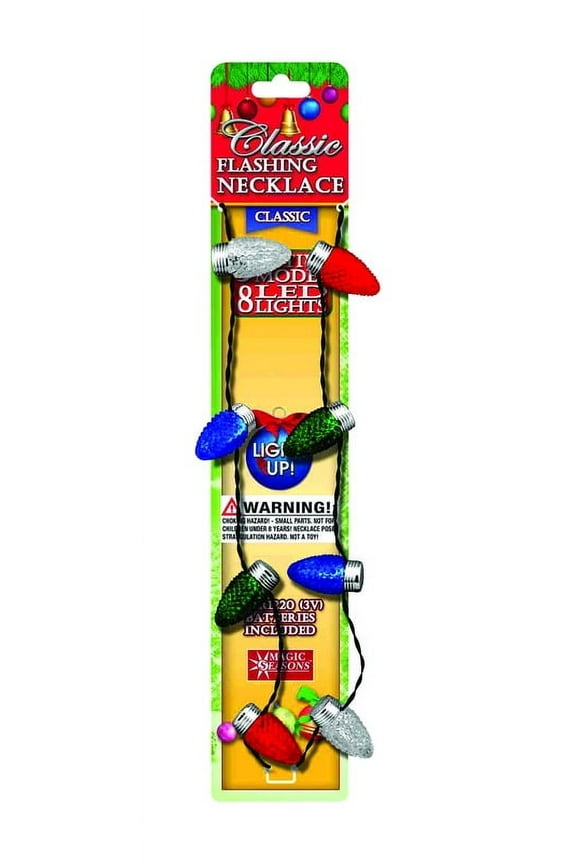 Classic Bulb Christmas Flashing Necklace Plastic 1 pk