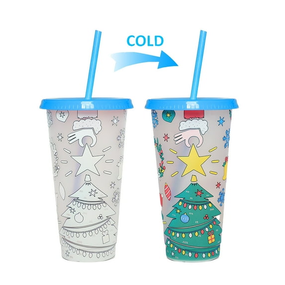 Magic Self-Changing Christmas Cup: 24oz Color Changing Tumbler with Lid & Straw - The Ultimate Stocking Stuffer Gift Idea for Christmas