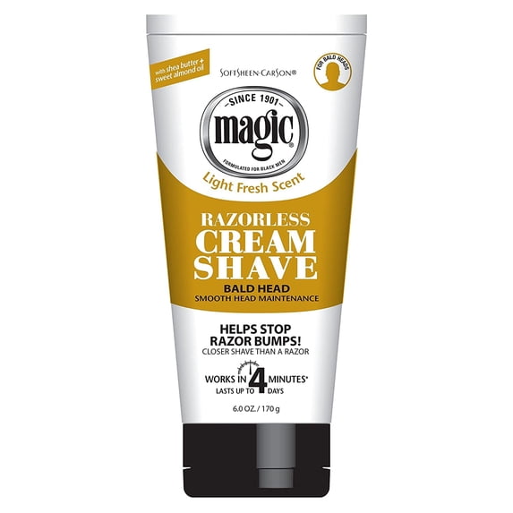 Magic Shave Razorless Cream Shave, Bald Head Smooth Head Maintenance, Light Fresh Scent 6 oz (Pack of 12)