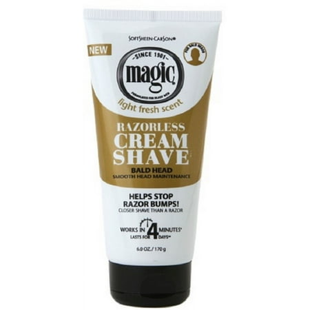 Magic Shave Razorless Cream Shave, Bald Head Smooth Head Maintenance, Light Fresh Scent 6 oz (Pack of 2)