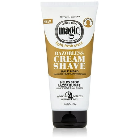 Magic Shave Razorless Cream Shave, Bald Head Smooth Head Maintenance, Light Fresh Scent 6 oz