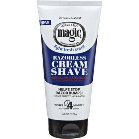 Magic Shave Razorless Cream Shave, Light Fresh Scent, Regular Strength 6 oz (Pack of 2)
