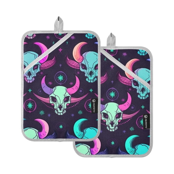 ALAZA Magic Sheeps Devils Pot Holders Set of 2 Heat Resistant Kitchen Oven Mitts