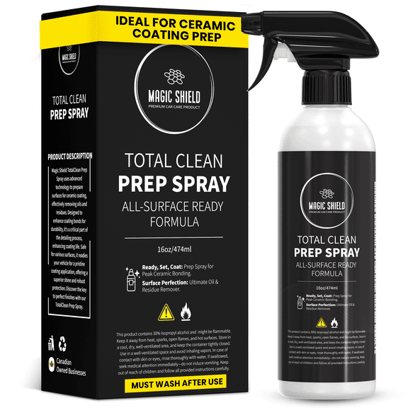 Magic Shield Prep Spray – Must Wash After Use | Ideal for Ceramic Coating Prep | Wax & Grease Remover for Auto Detailing | Ultimate Surface Cleaner - 16oz