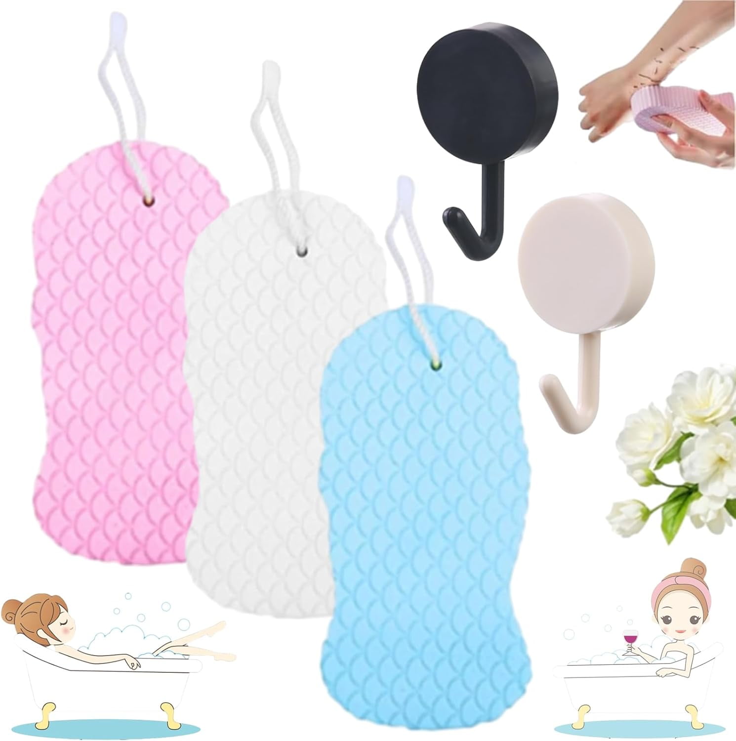 Magic Shop Exfoliating Sponge - 2025 4Pcs 3D Magic Exfoliating Bath ...