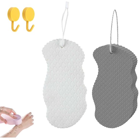 Magic Shop Exfoliating Sponge, Magic Exfoliating Bath Sponge, Berosely Radiant Skin Sponge, 3D Radiant Skin Exfoliating Bath Sponge, Skin Friendly and Reusable (Gray+White)