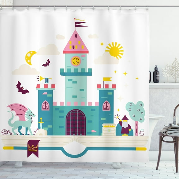 Ambesonne Magic Shower Curtain, Theme Magic Kingdom, 69"Wx75"L, Multicolor