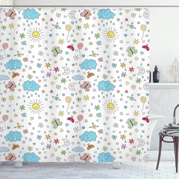 Magic Shower Curtain, Lavender Meadow with Lilac Flowers Tunnel Dreamy Inspirational Habitat Landscape, Cloth Fabric Bathroom Decor Set with Hooks, Lilac Green