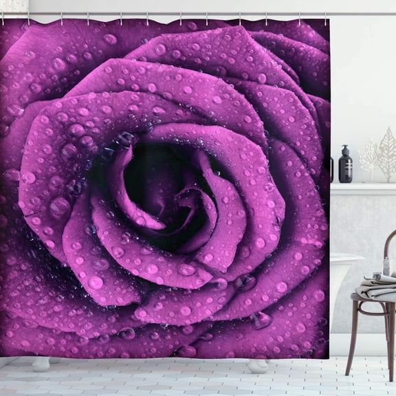 Magic Shower Curtain, Lavender Meadow with Lilac Flowers Tunnel Dreamy Inspirational Habitat Landscape, Cloth Fabric Bathroom Decor Set with Hooks, Lilac Green