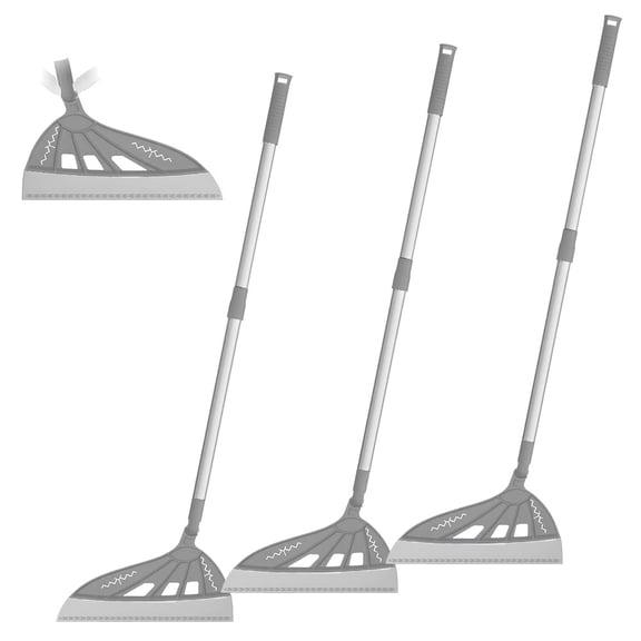 Magic Silicone Broom All Surface Sweeper Squeegee for Wet and Dry Cleaning Dust, Dirt, Liquids, Pet Hair, Tile, Hardwood Floors, Carpet, Furniture, Windows, Shower Doors (Gray - 3 Pack)
