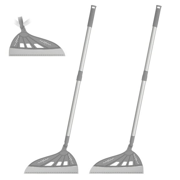 Magic Silicone Broom All Surface Sweeper Squeegee for Wet and Dry Cleaning Dust, Dirt, Liquids, Pet Hair, Tile, Hardwood Floors, Carpet, Furniture, Windows, Shower Doors (Gray - 2 Pack)
