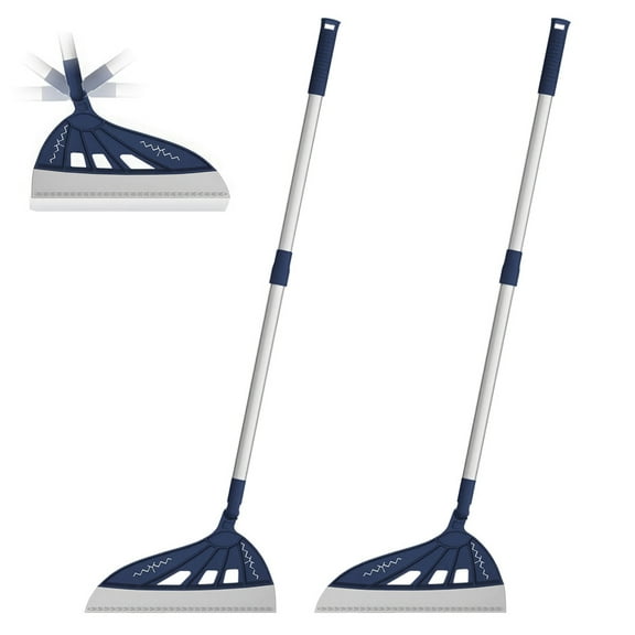 Magic Silicone Broom All Surface Sweeper Squeegee for Wet and Dry Cleaning Dust, Dirt, Liquids, Pet Hair, Tile, Hardwood Floors, Carpet, Furniture, Windows, Shower Doors (Blue - 2 Pack)