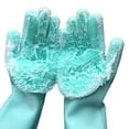 thumbnail image 1 of Magic Silicone Cleaning Gloves, Dishwashing Gloves, Silicone Reusable Cleaning Brush Heat Resistant Scrubber Gloves for Housework, Kitchen Clean, Bathroom, Car Washing Pet Hair Care(1 Pair Green), 1 of 12