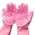thumbnail image 1 of Magic Silicone Cleaning Gloves, Dishwashing Gloves, Silicone Reusable Cleaning Brush Heat Resistant Scrubber Gloves for Housework, Kitchen Clean, Bathroom, Car Washing Pet Hair Care(1 Pair Pink), 1 of 12
