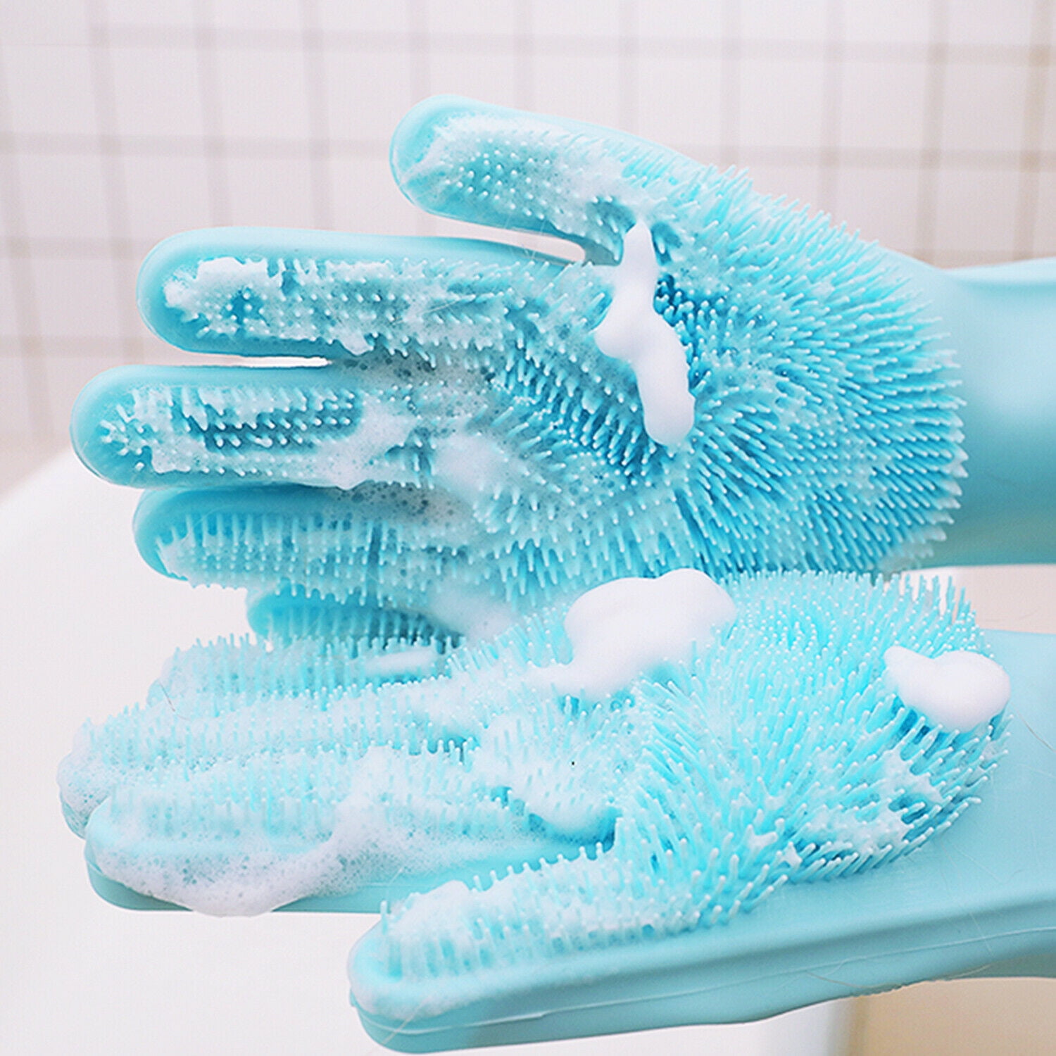 Magic Silicone Gloves Scrubbing Gloves for Dishes, Dishwashing Gloves With  Scrubbers, Dish Gloves for Kitchen, Car Wash, and Pet Care Guantes Para