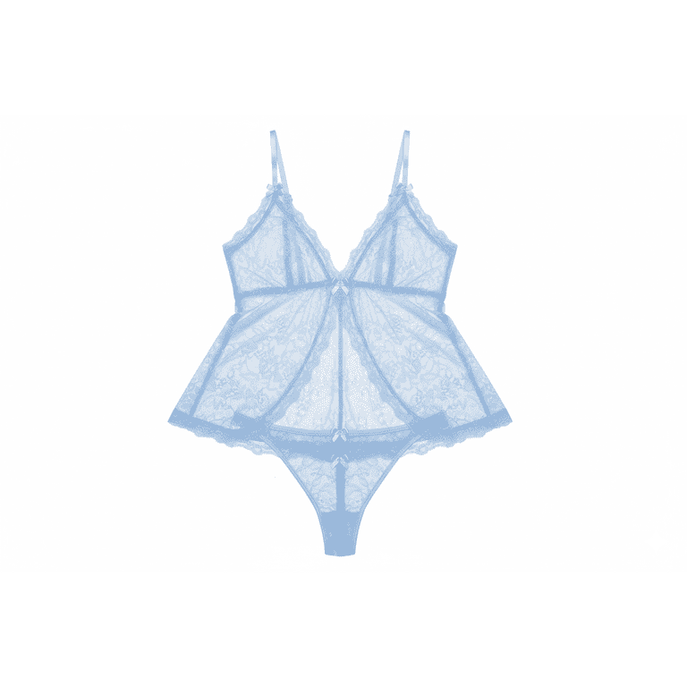 Magic Silk Ooh La Lace Babydoll Split Crotch Panty Set Periwinkle