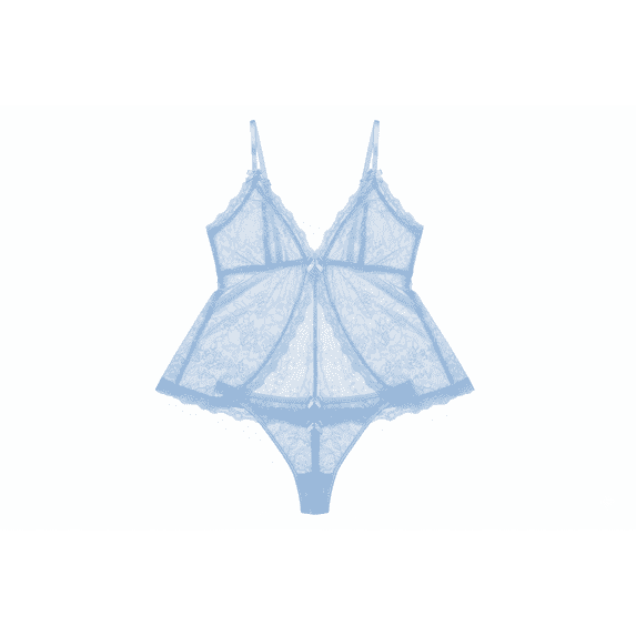 Magic Silk Ooh La Lace Babydoll Split Crotch Panty Set Periwinkle Queen Size