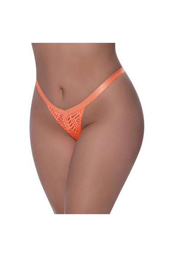 Rude Awakening Split Crotch Thong Neon Orange Queen Size