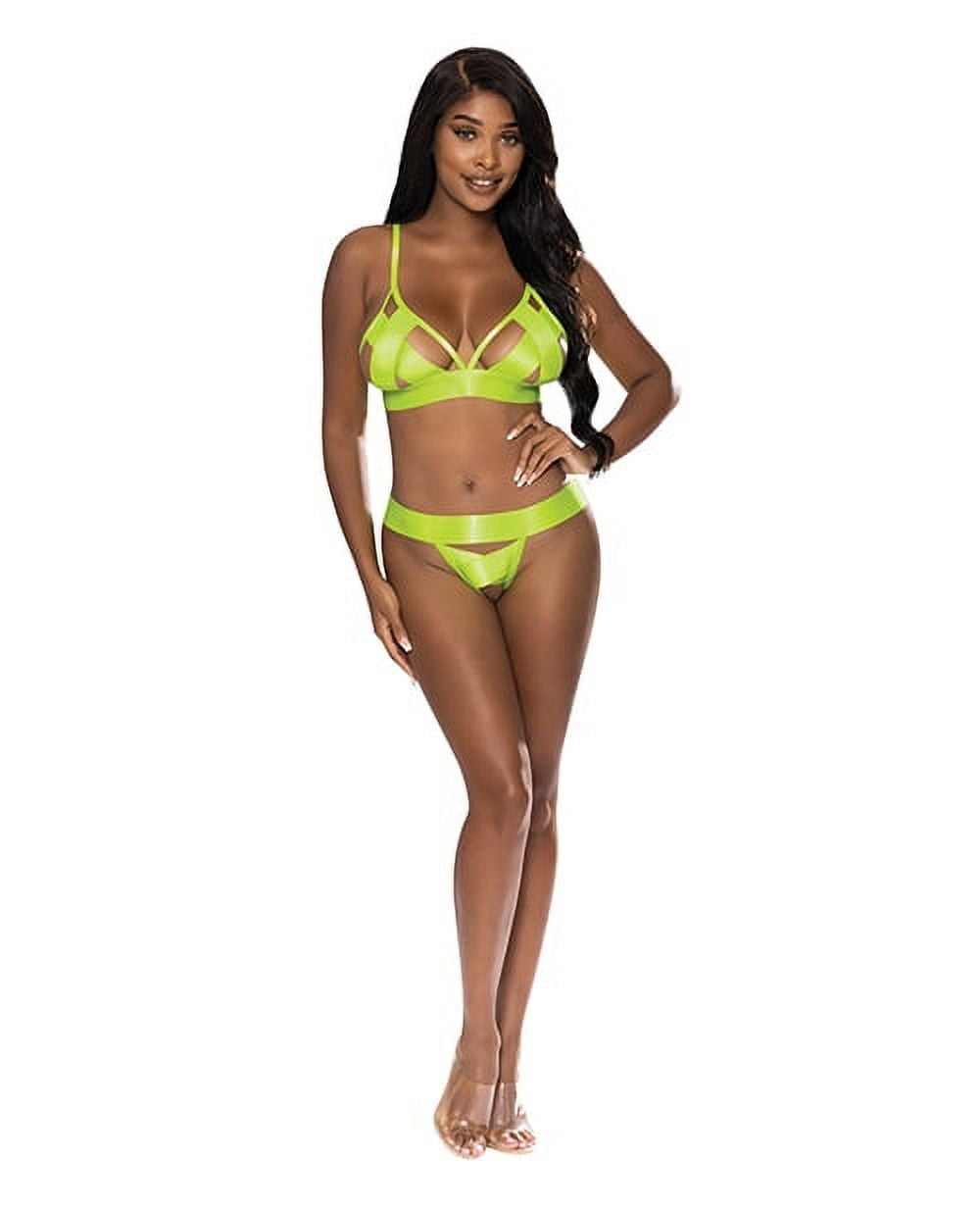 Magic Silk Strap Tease Bra & Crotchless Panty Set Yellow Lxl - Walmart.com