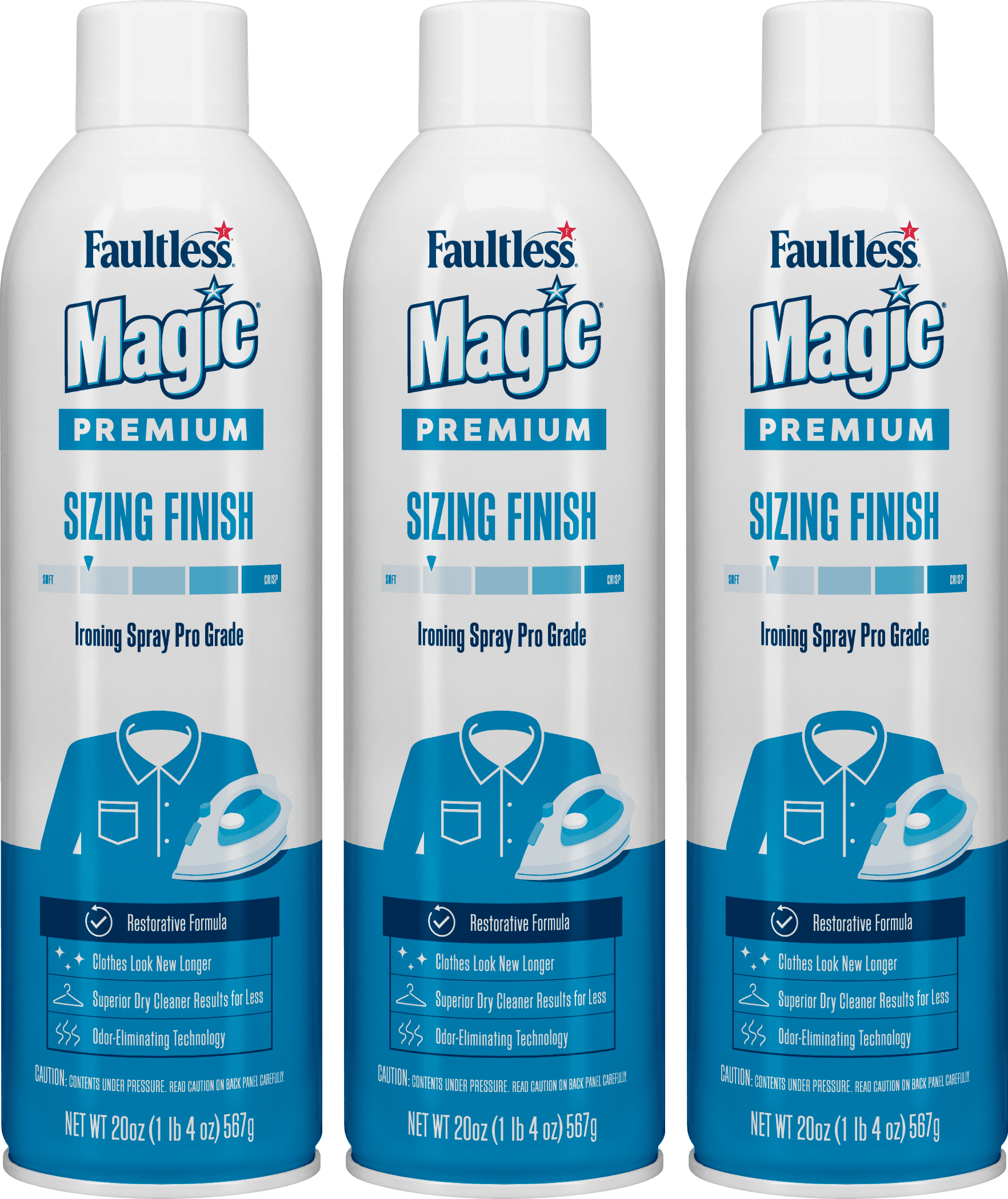 2x Faultless Starch Magic Sizing Light Finish Ironing Spray 20 0z - (Pack  of 2)