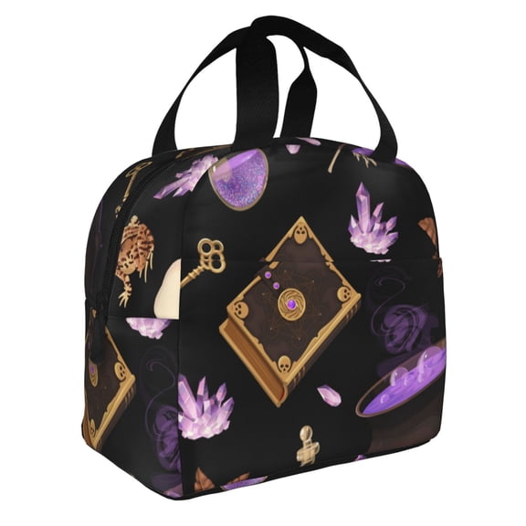 Magic Skull Book Witchcraft Reusable Lunch Bag Insulated Meal Tote Box Thermal Cooler Handbag Food Container For Work Travel Picnic