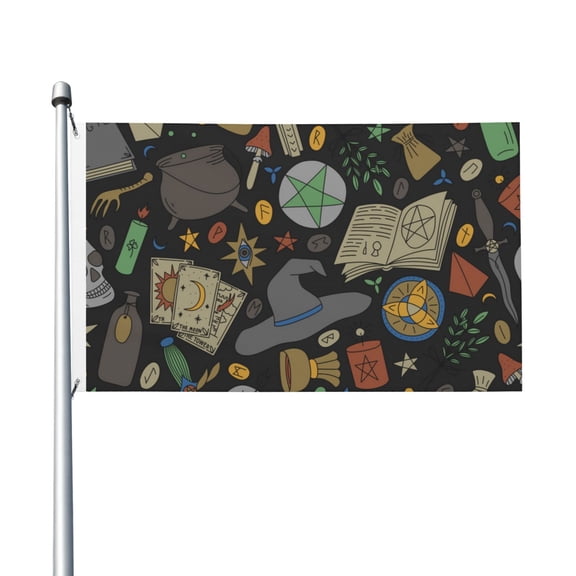 Magic Skull Pentagram Witches Tarot Flag 3X5 Ft Garden Yard House Flags Banner Sign Outdoor Indoor Party Home Garden Decoration