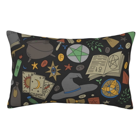 Magic Skull Pentagram Witches Tarot Pillowcase 20x30 Rectangle Throw Pillow Case Cover Cushion with Hidden Zipper for Sofa Couch Car