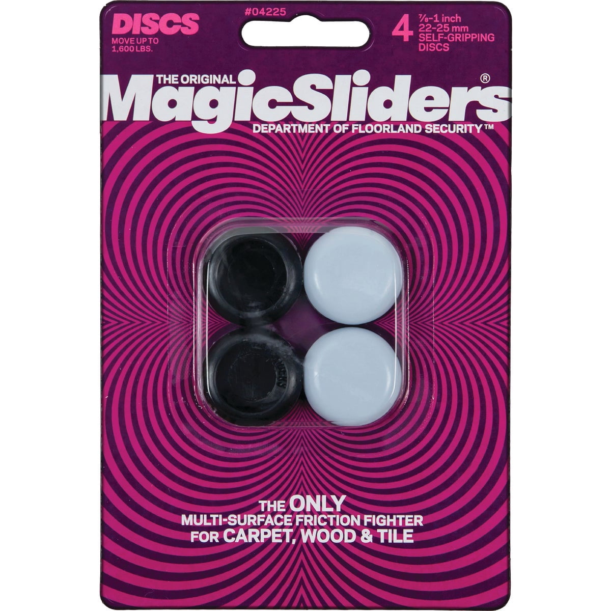 Magic Slider 4-Piece|Size- 7/8"–1"| Round Furniture Sliders | Self-Adhesive Floor Protectors for Wood, Tile, Carpet & Vinyl | White/Black | Pack of 1