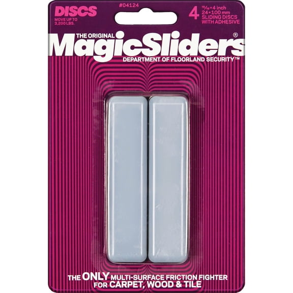 Magic Slider Rectangular Self-Stick Furniture Sliders 15/16" x 4", Heavy Duty Surface Protectors for Floors, Wood, Tile, Carpet & Vinyl Easy Glide Adhesive Pads for Furniture Legs Pack of 4