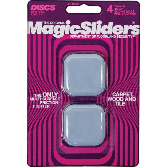 Magic Sliders 04045 Adhesive Floor Slide, 1-3/4", Square, Cd/4