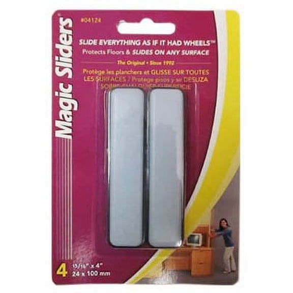 Magic Sliders 04124 15/16" X 4" Rectangle Self Adhesive Magic Sliders 4 Count