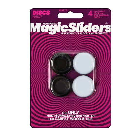 Magic Sliders Furniture Glide Slider Pad Round Grip Tip - 4 Pack, 1-1/8 In, Gray