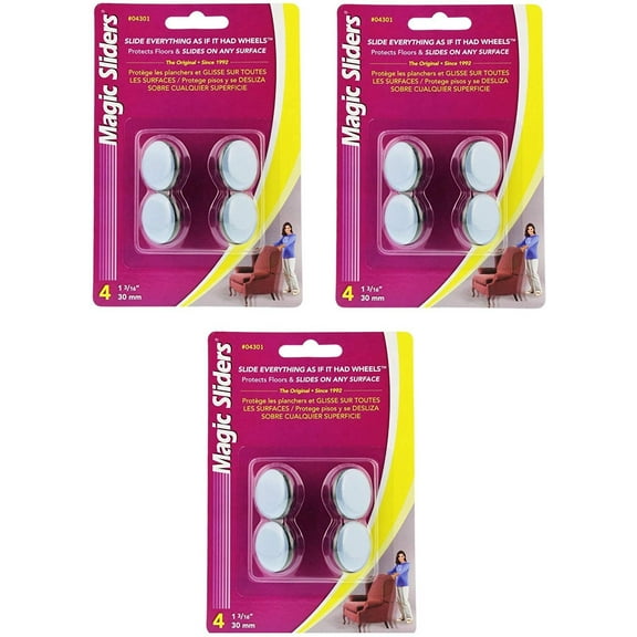 Magic Sliders 04301 1 3/16 inch Round Nail on Sliding Discs - 4 Count Pack of 3