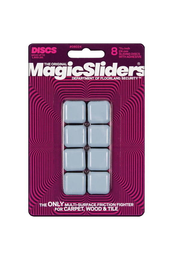 Magic Sliders 08024 15/16" Square Self Adhesive Magic Sliders 8 Count