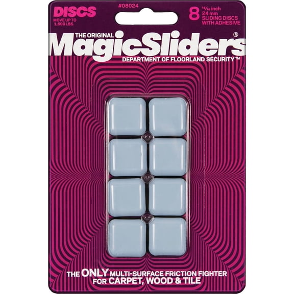 Magic Sliders 08024 15/16" Square Self Adhesive Magic Sliders 8 Count