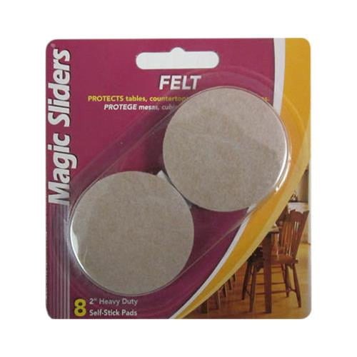 Magic Sliders L P 63003 Surface Protectors, Felt Pad, Self-Stick, Oatmeal, 2-In. Round, 8-Pk.