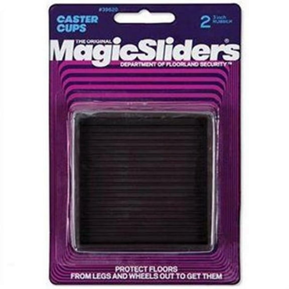 Magic Sliders Square Rubber Caster Cup - Furniture Pad, Walnut - Pack of 2, 3 in