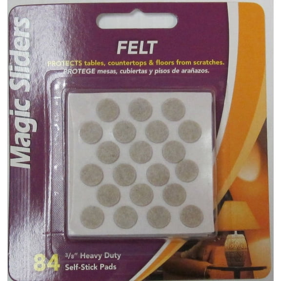 Magic Sliders 3/8 In. Round Beige Self Adhesive Felt Pads (84-Count)