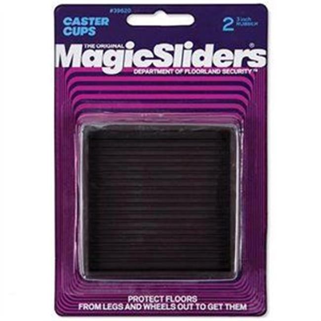 Magic Sliders 3 in. Square Rubber Caster Cup, Walnut Pack of 2